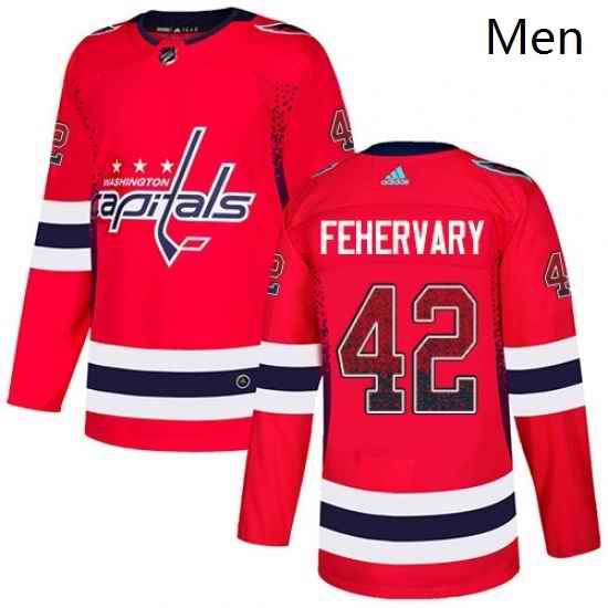 Mens Adidas Washington Capitals 42 Martin Fehervary Authentic Red Drift Fashion NHL Jersey